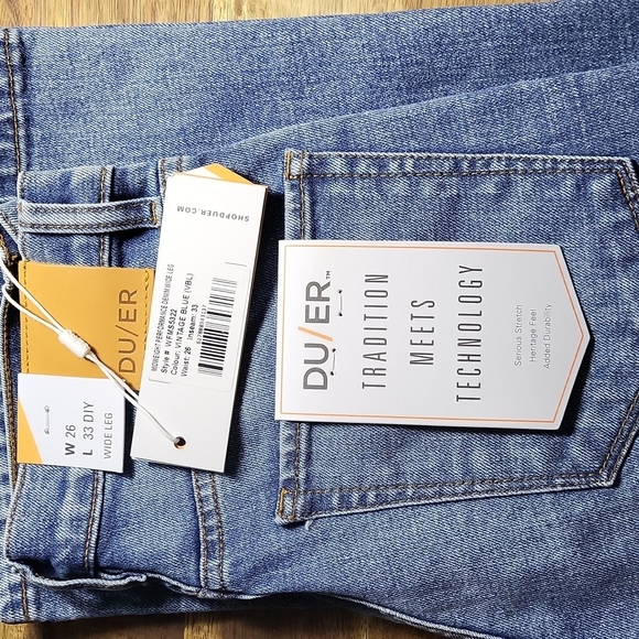 DU/ER Women's Jeans Midweight Denim Wide Leg High Rise Button Fly - Picture 5 of 9